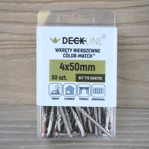 Wkręty nierdzewne COLOR-MATCH 4x50mm T15 A2 Rustykalny RAL8011 50szt. - obrazek 2