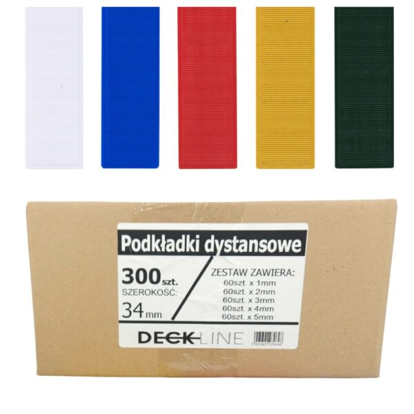 DECKLINE M34300 Podkładki montażowe dystansowe 34mm MIX 300szt. 1-5mm M34300